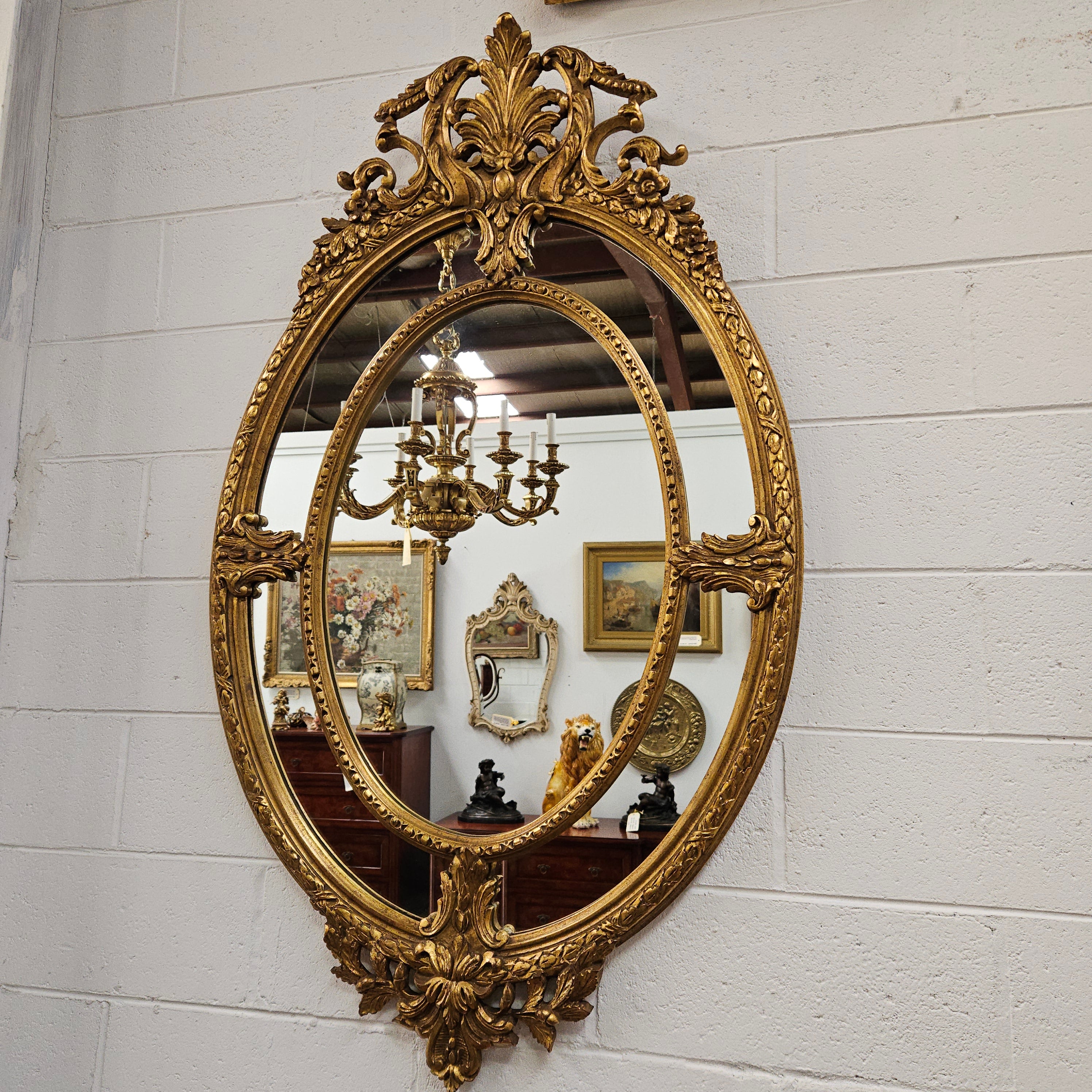 Rare Decorative Late 19th Century Oval Gilt Cushion Mirror | Antique & Vintage | Moonee Ponds Antiques | Australia Wide Delivery
