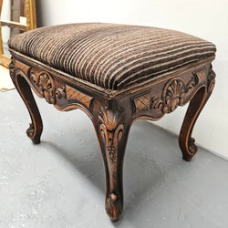 French Oak Louis XV Style Upholstered Footstooli | Antique & Vintage | Moonee Ponds Antiques | Australia Wide Delivery