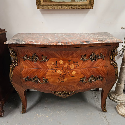 Louis 15th Style Kingwood Commode With Marble Top