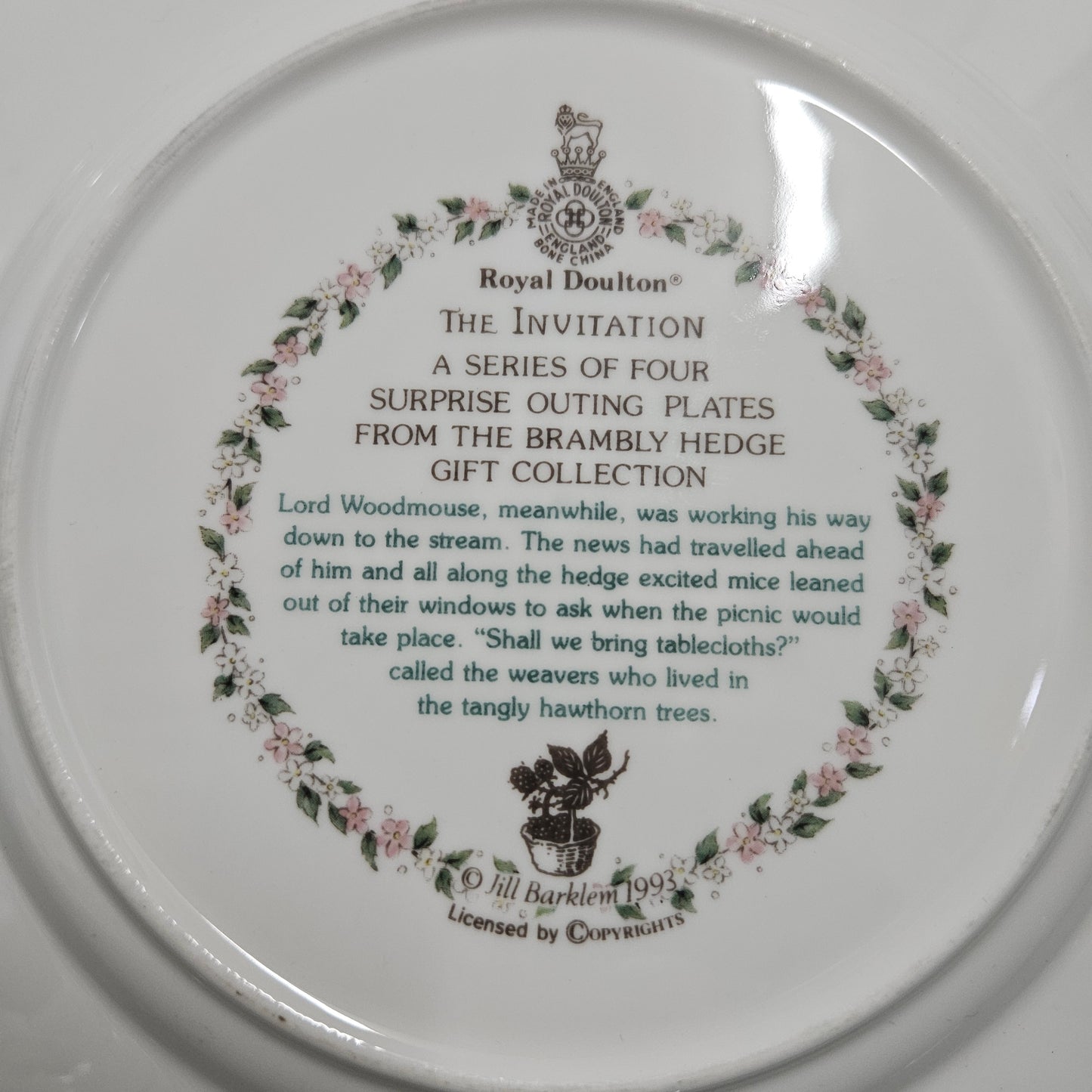 Vintage Royal Doulton Brambly Hedge "The Invitation" Plate Made in England