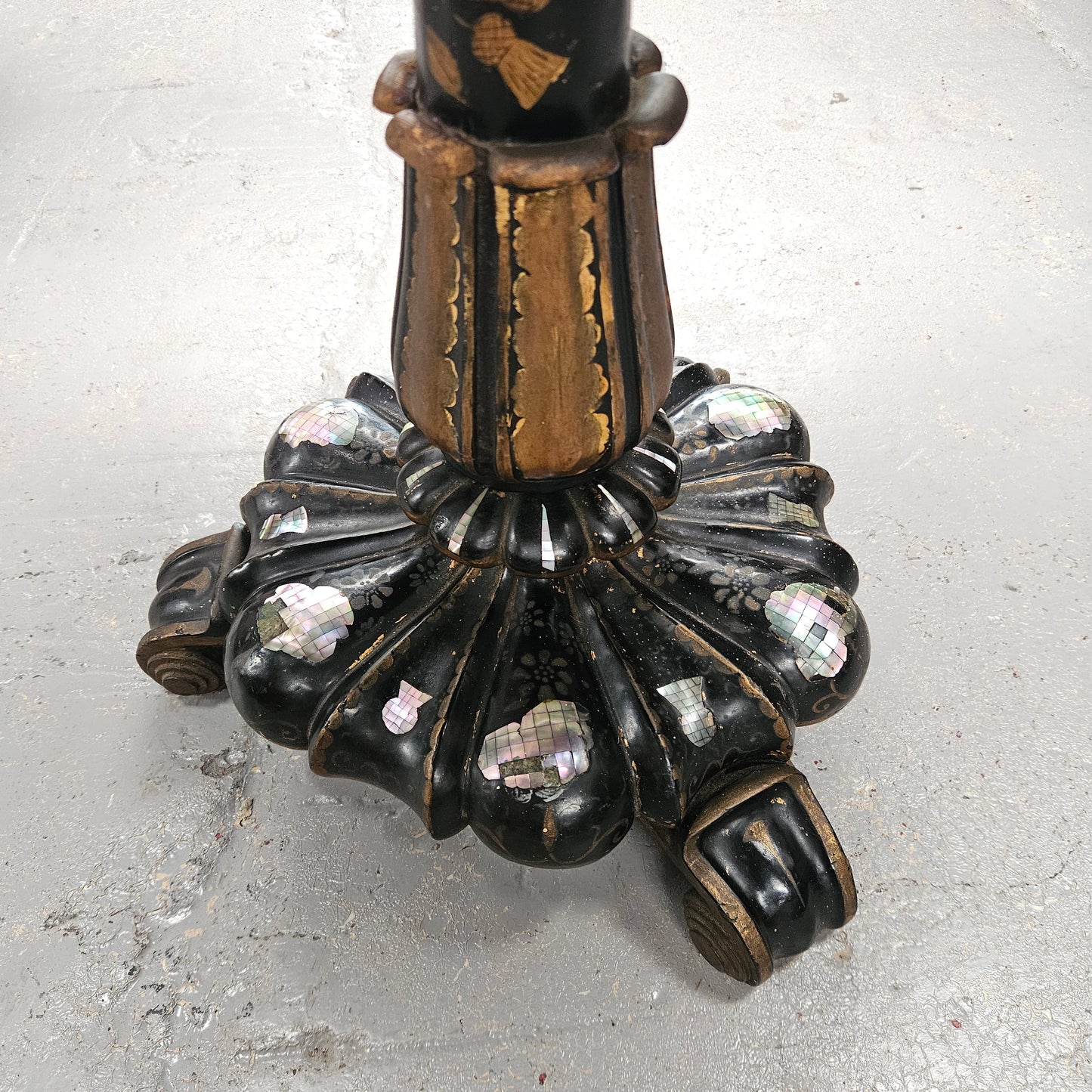 Victorian Tilt Top Paper Mache Inlaid & Hand Painted Table