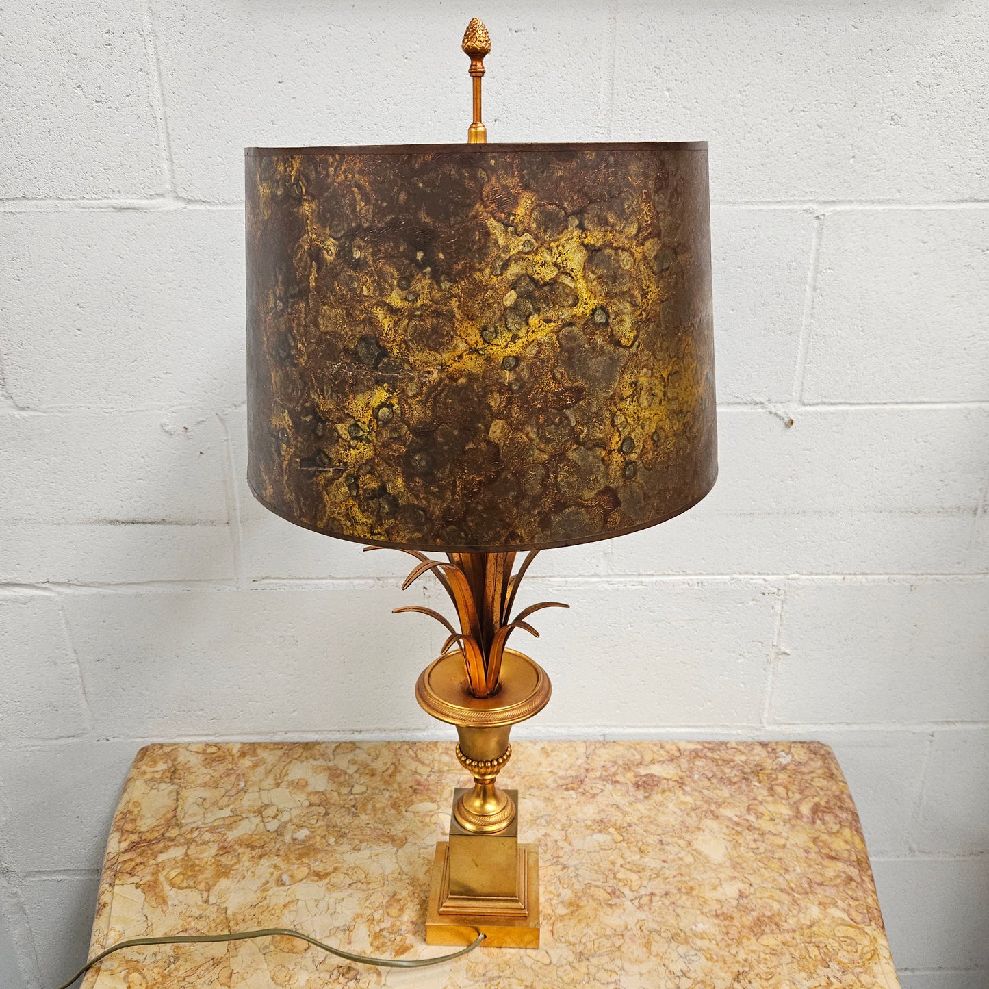 Vintage Designer Gilt Brass Table Lamp By Maison Charles for Boulanger