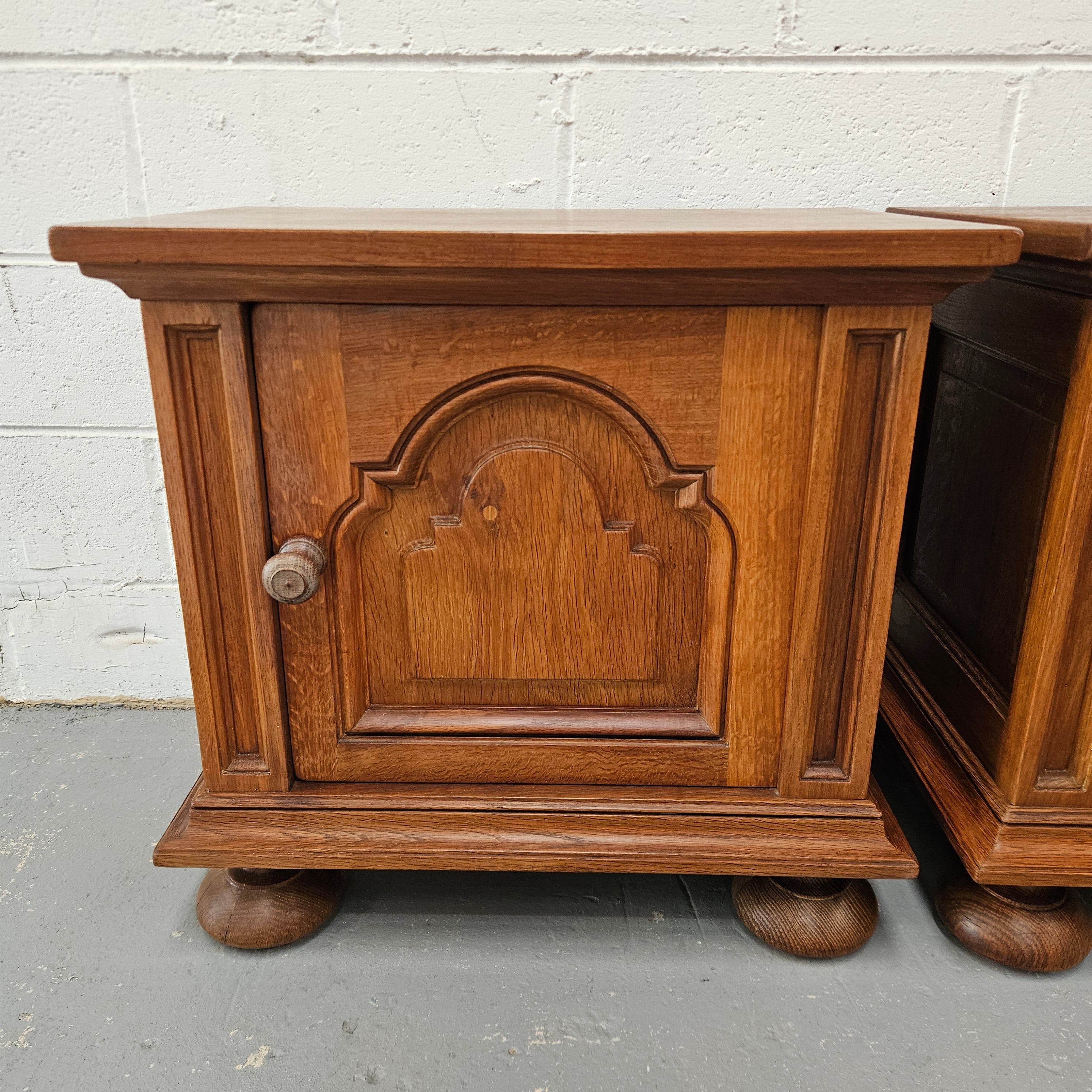 Pair of French Oak Gothic Style Bedsides | Antique & Vintage | Moonee Ponds Antiques | Australia Wide Delivery