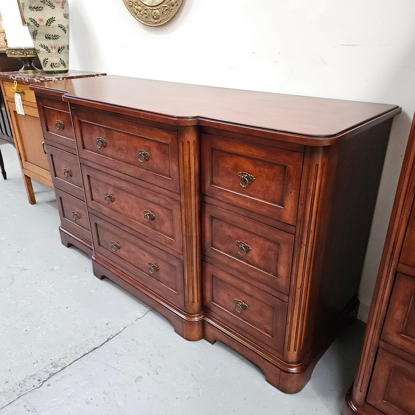 Vintage High Quality Nine Drawer Chest with Burr Walnut Veneer