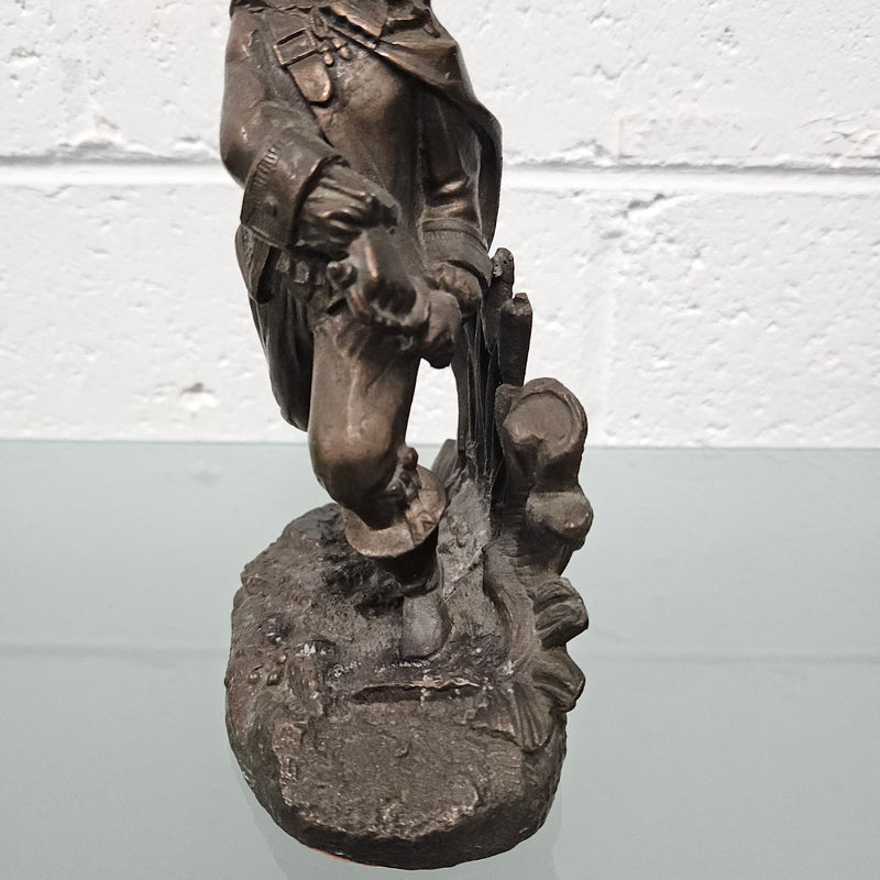 Antique bronzed spelter musketeer figure, in good original condition. 