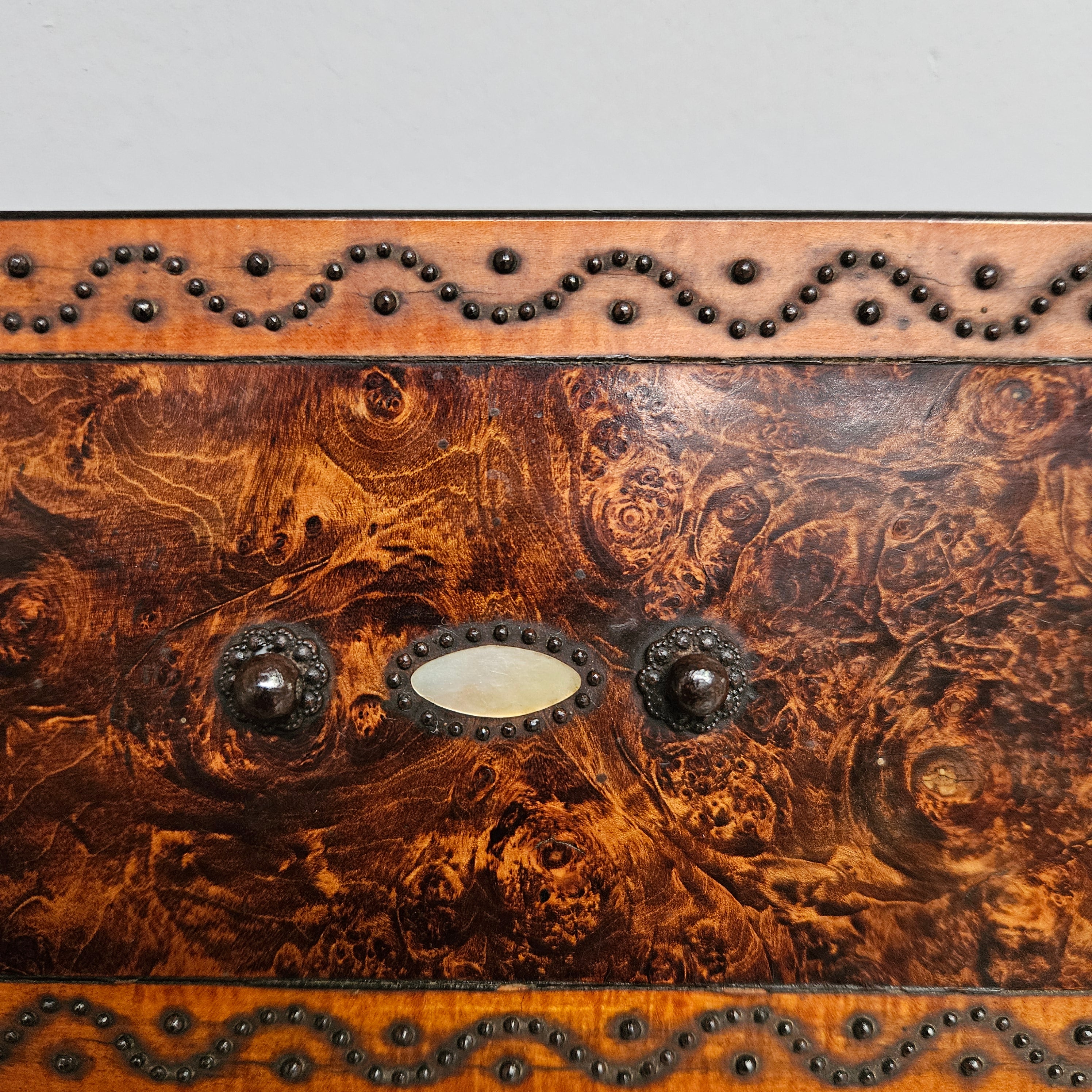 French Mulberry (Burl Ash) Trinket Box with Key | Antique & Vintage | Moonee Ponds Antiques | Australia Wide Delivery