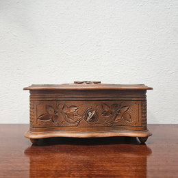 Antique Swiss Walnut Trinket Box