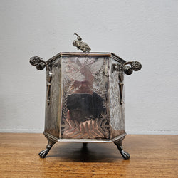 Victorian Hexagonal Silver Plated Biscuit Barrel | Antique & Vintage | Moonee Ponds Antiques | Australia Wide Delivery