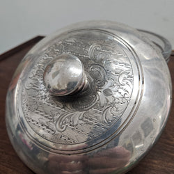 Unusual Victorian Vanity Glass Container with "Greek Key Pattern to Base" with a Silver Lid & Internal Mirror | Antique & Vintage | Moonee Ponds Antiques | Australia Wide Delivery