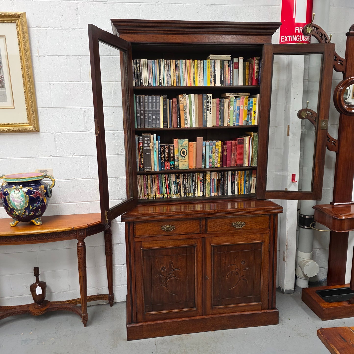 Compact Edwardian Walnut Bookcase,