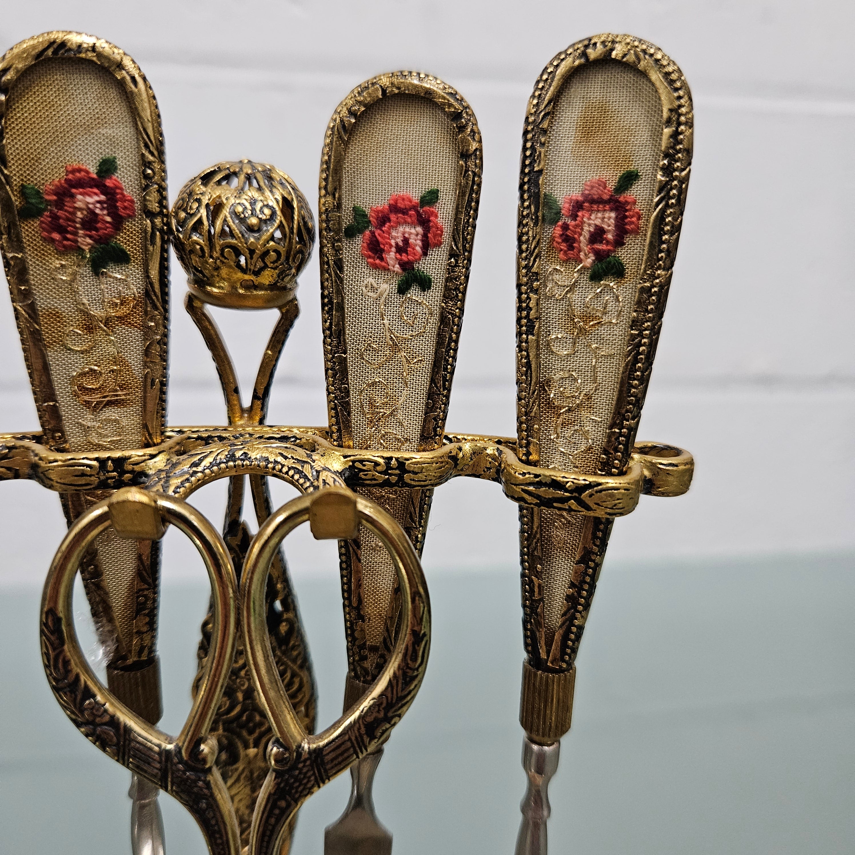 Vintage Five Piece Manicure Set On Stand | Antique & Vintage | Moonee Ponds Antiques | Australia Wide Delivery