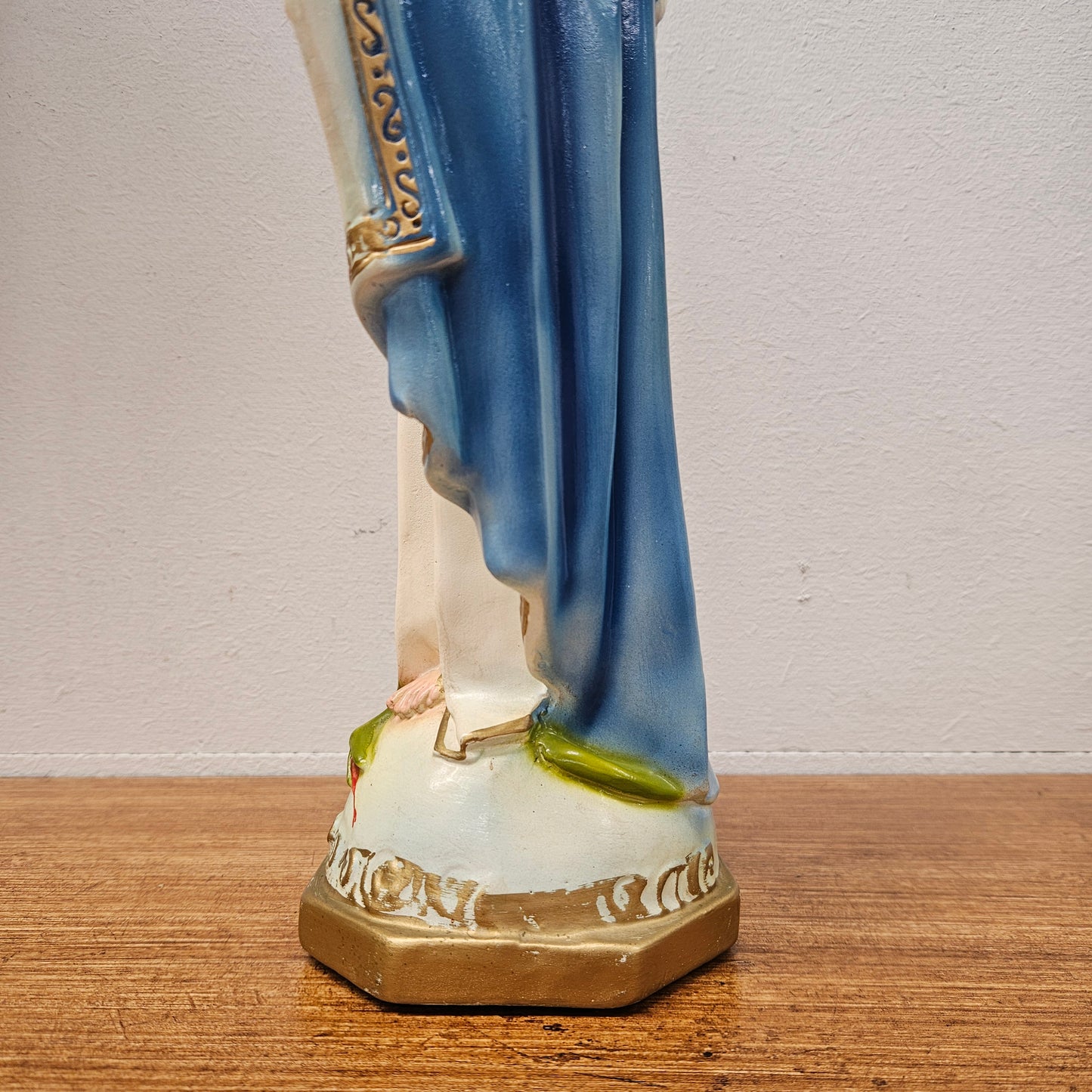 Vintage Hand-Painted Plaster Statue of Our Lady Mary