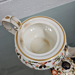Antique Ridgway Porcelain Hand Painted Gilt & Floral Decorated Teapot Circa 1825