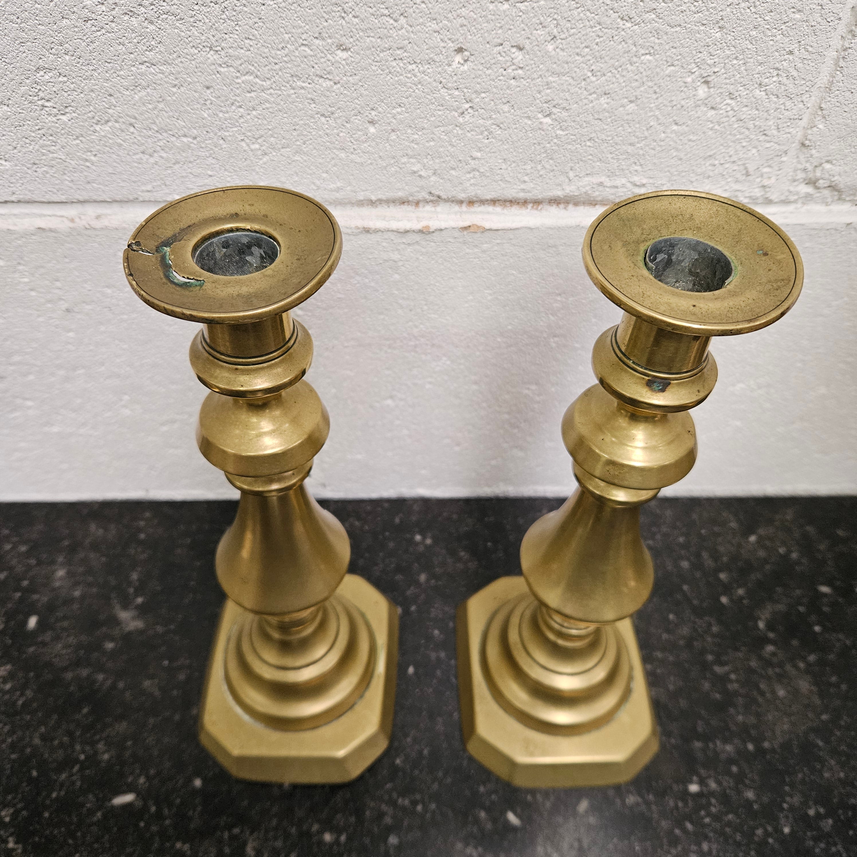 Pair of Mid 19th Century English Brass Candlesticks | Antique & Vintage | Moonee Ponds Antiques | Australia Wide Delivery