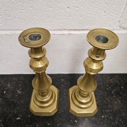 Pair of Mid 19th Century English Brass Candlesticks Moonee Ponds Antiques