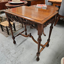 Occasional Tudor Style Carved Table | Antique & Vintage | Moonee Ponds Antiques | Australia Wide Delivery