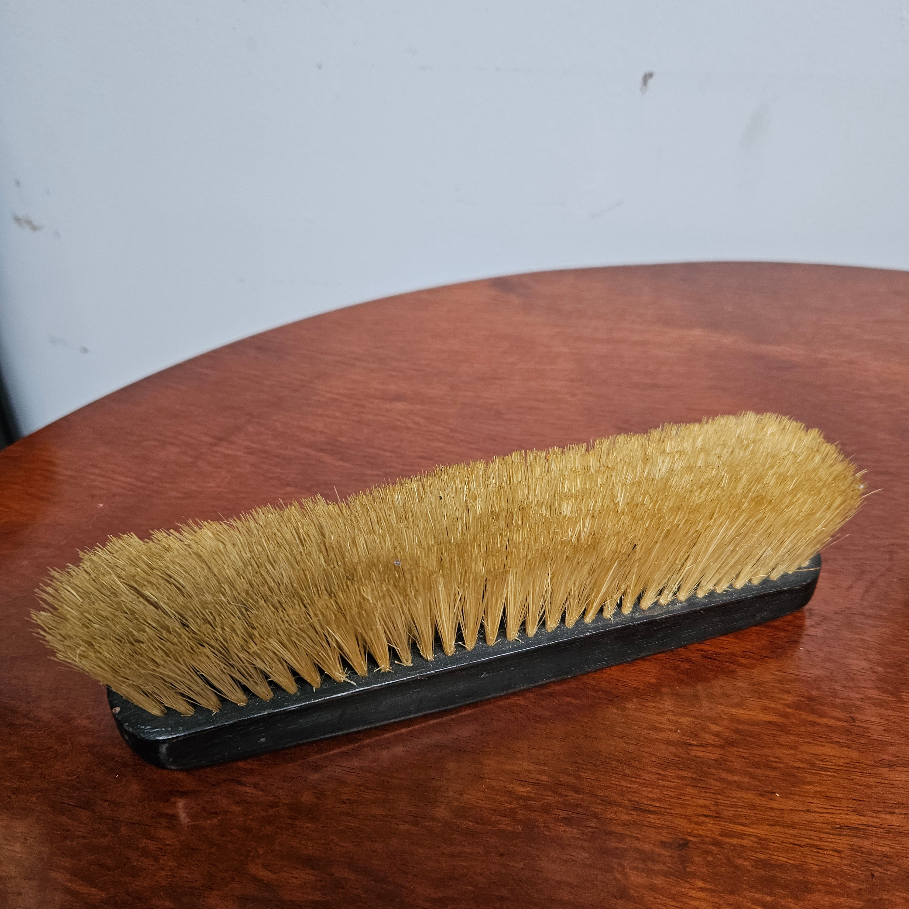Antique Ebonised Wooden Brush With Silver Initials