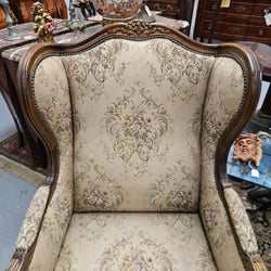 Louis XV Style French Wingback Walnut Tapestry Chair Moonee Ponds Antiques