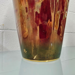 Very Large Crown Devon Hand Painted Ruby Lustre Vase