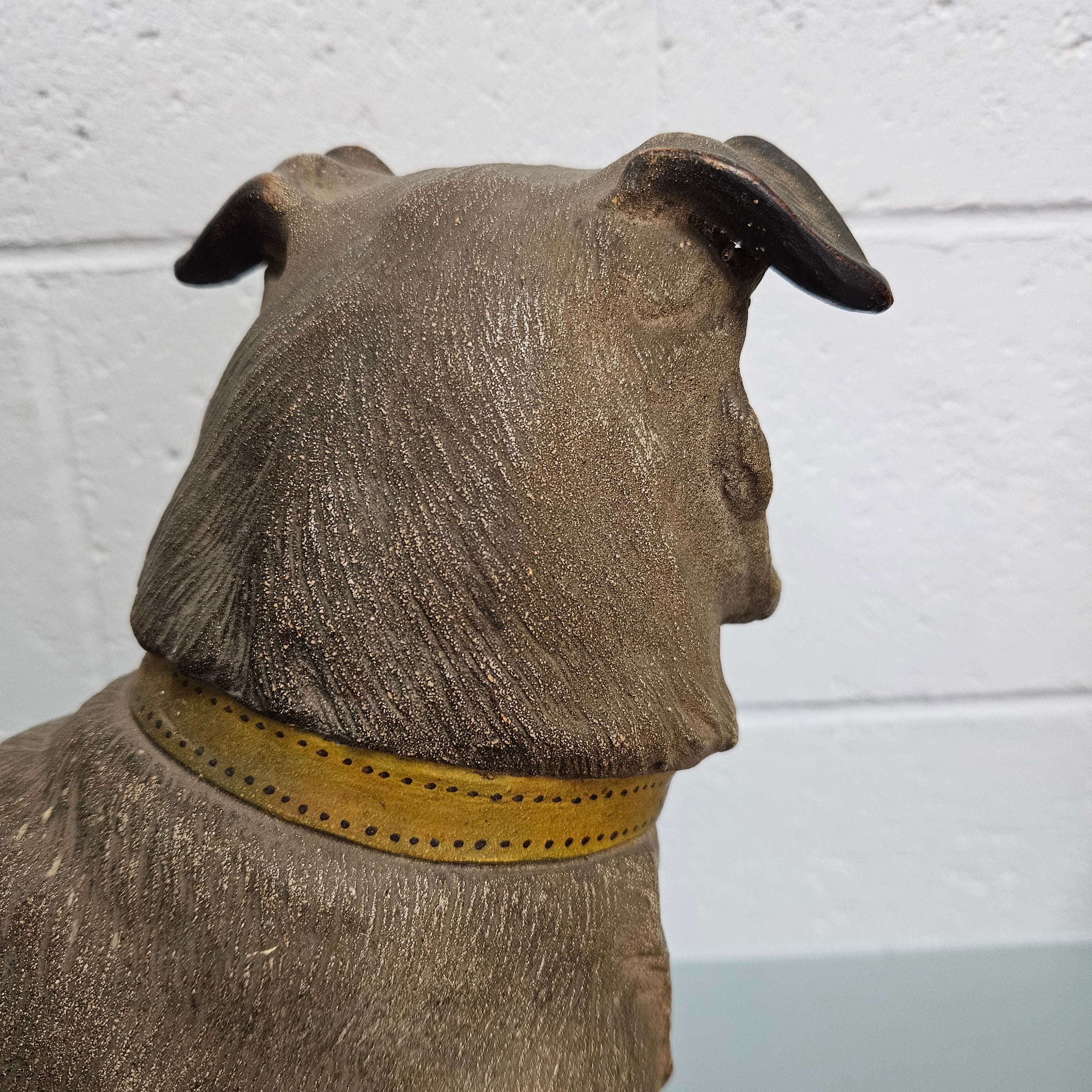 Rare Australian Large Cold Painted Terracotta Pug Statue | Antique & Vintage | Moonee Ponds Antiques | Australia Wide Delivery