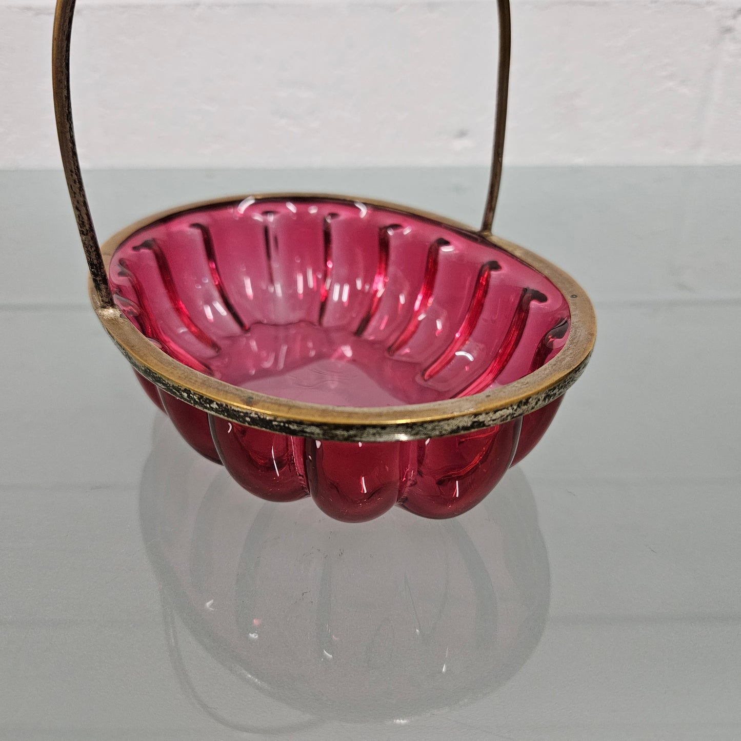 Antique Cranberry Glass Bon Bon Dish