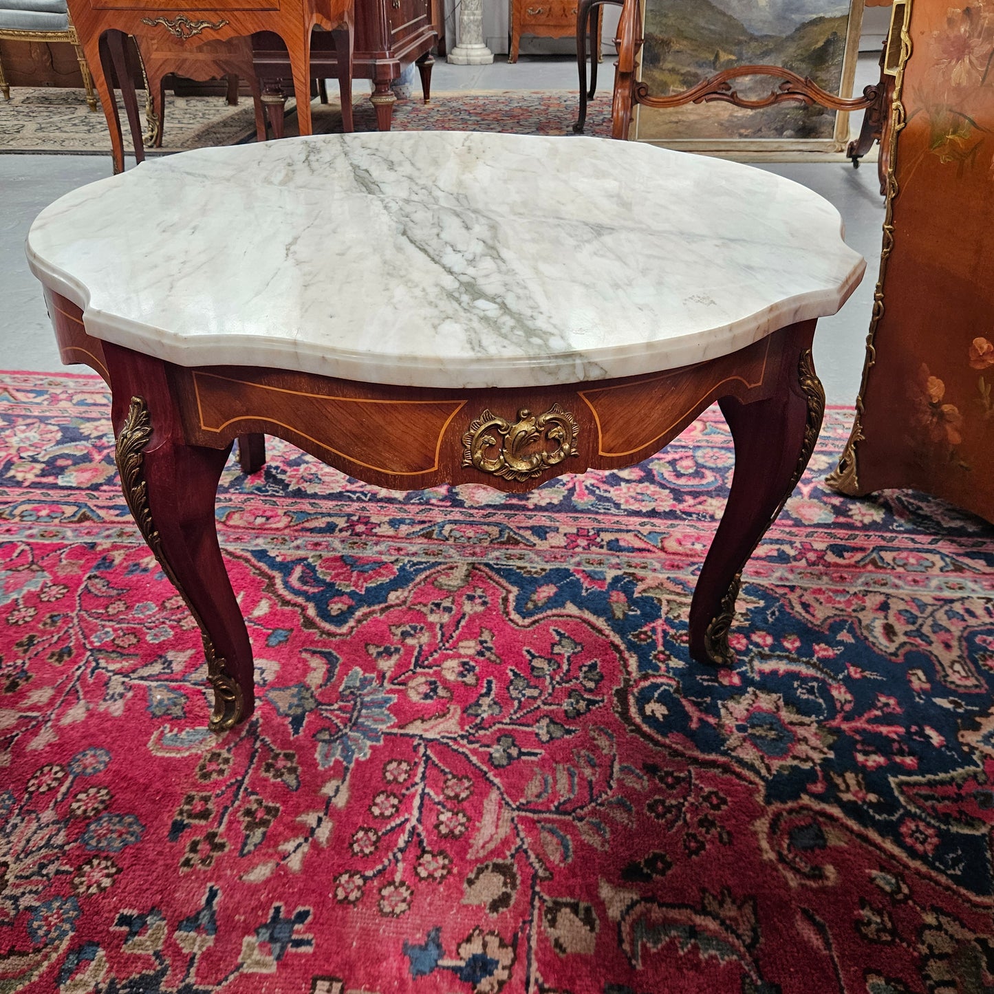 Louis XVth Style Coffee Table with Marble Top