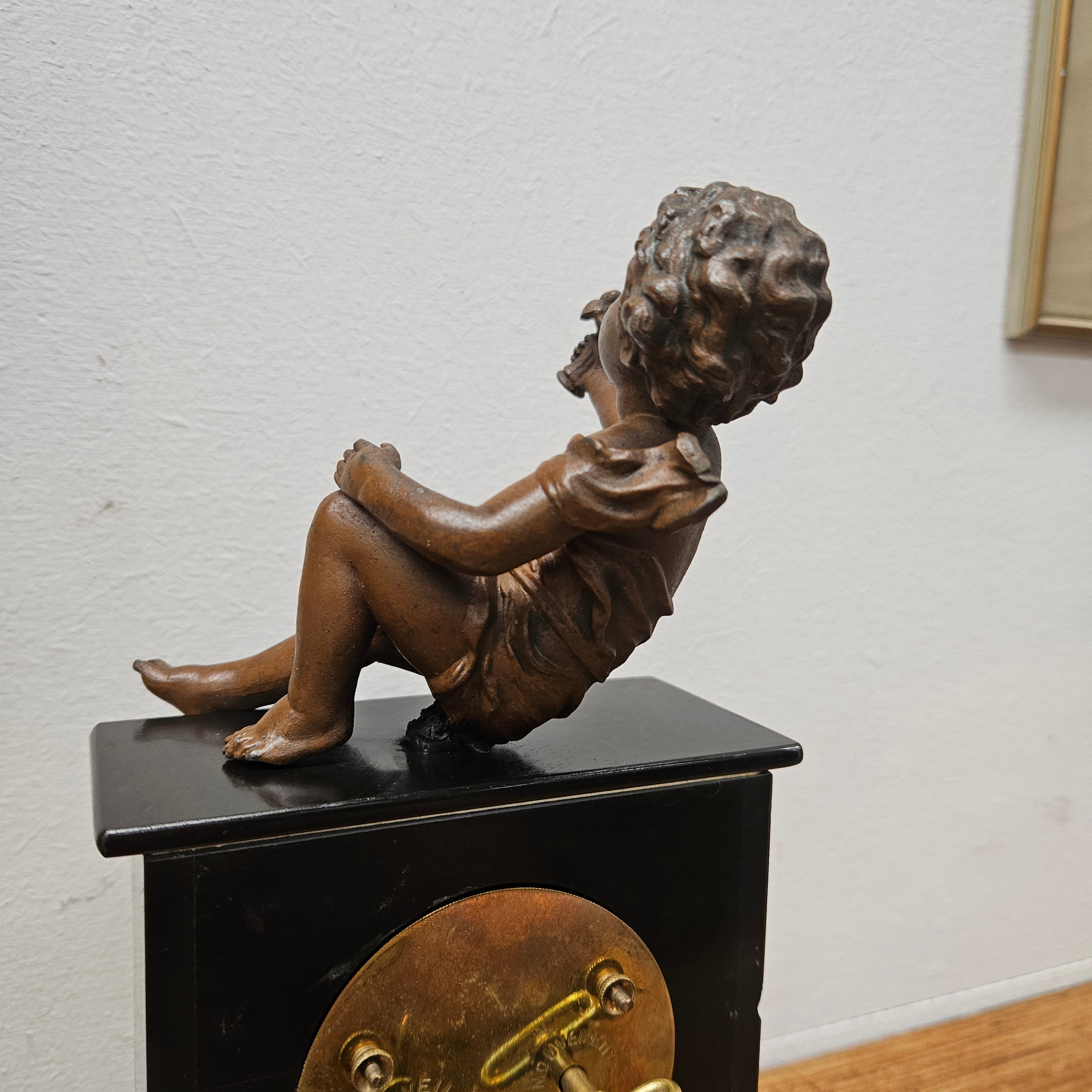 Antique French Mantle Clock Featuring Cherub | Antique & Vintage | Moonee Ponds Antiques | Australia Wide Delivery