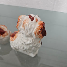 Pair of Antique Staffordshire Spaniels Statues