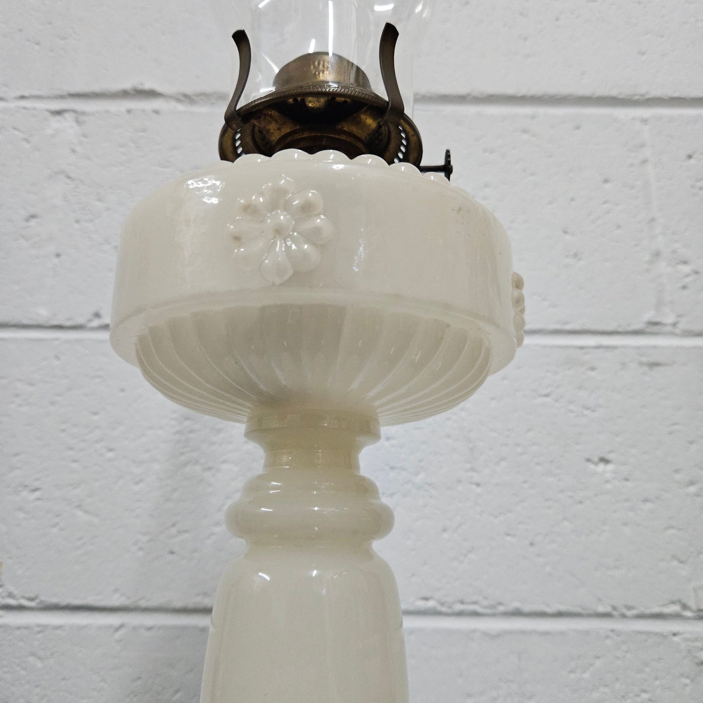 Antique Milk Glass Kero Lamp