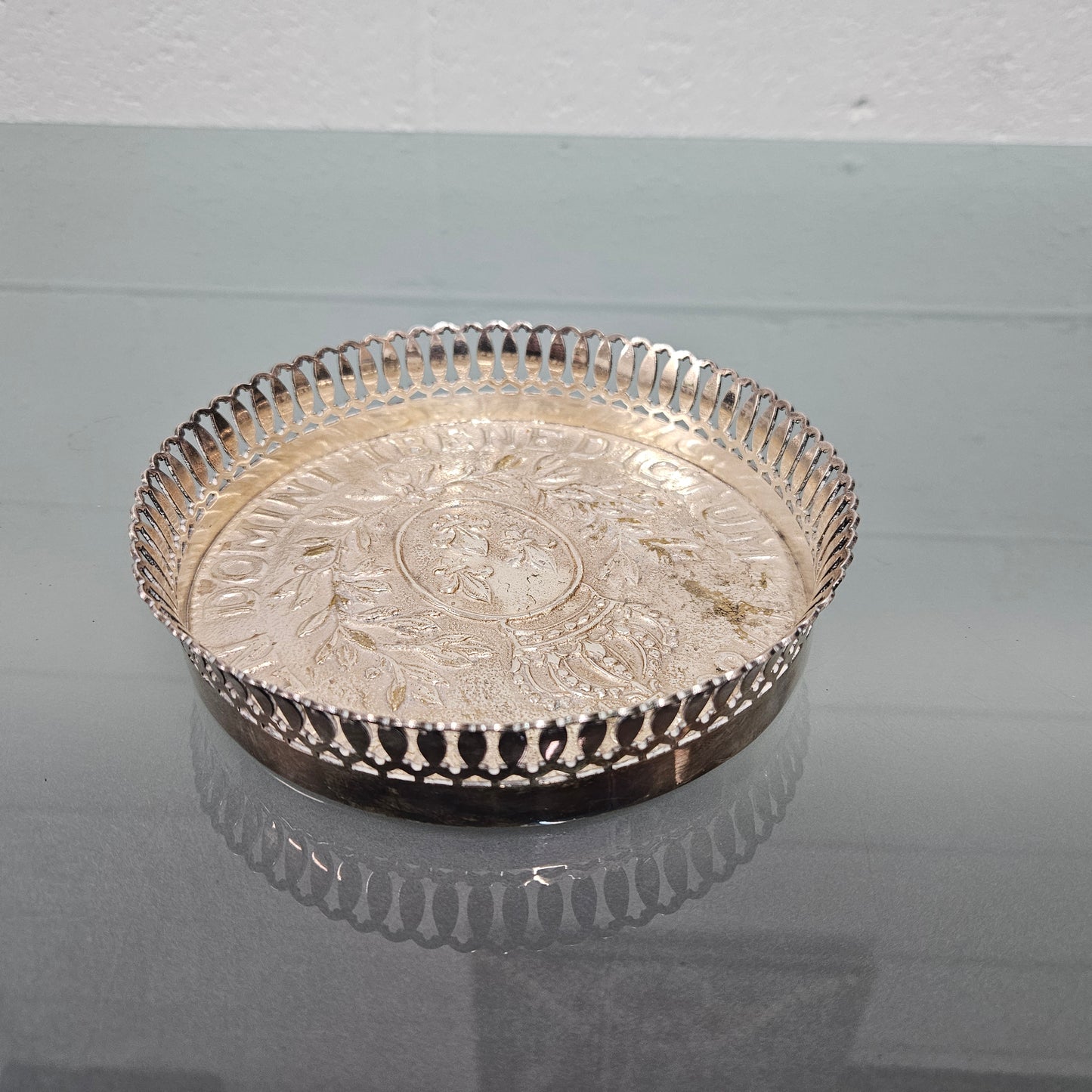 Antique Silver Plate Church Coaster