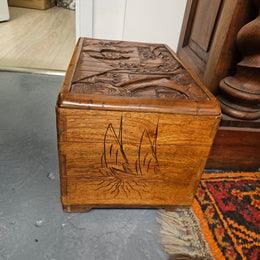 Vintage Chinese Carved Camphorwood Medium Chest