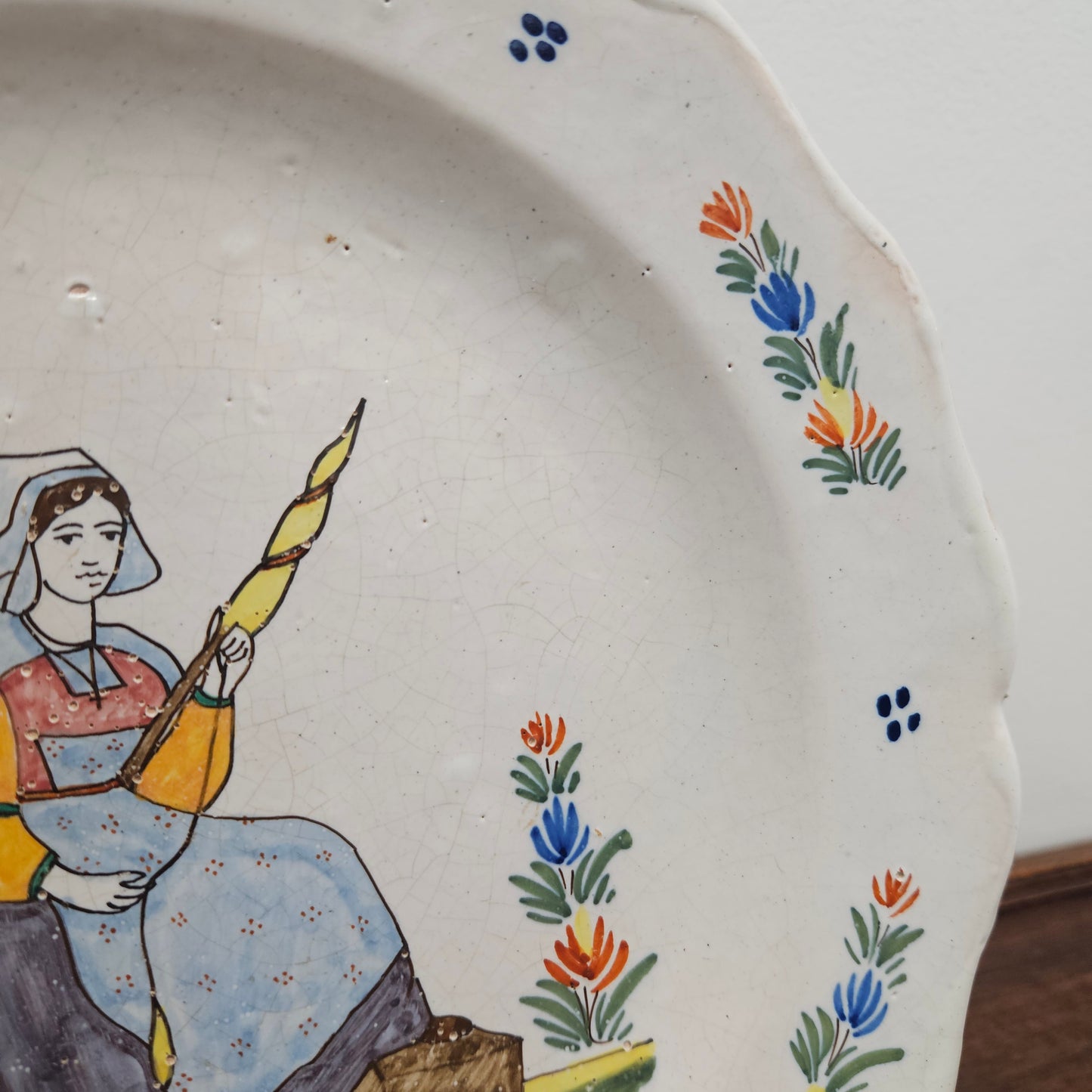 Rustic Hand Painted 19th Century Quimper Majolica Plate