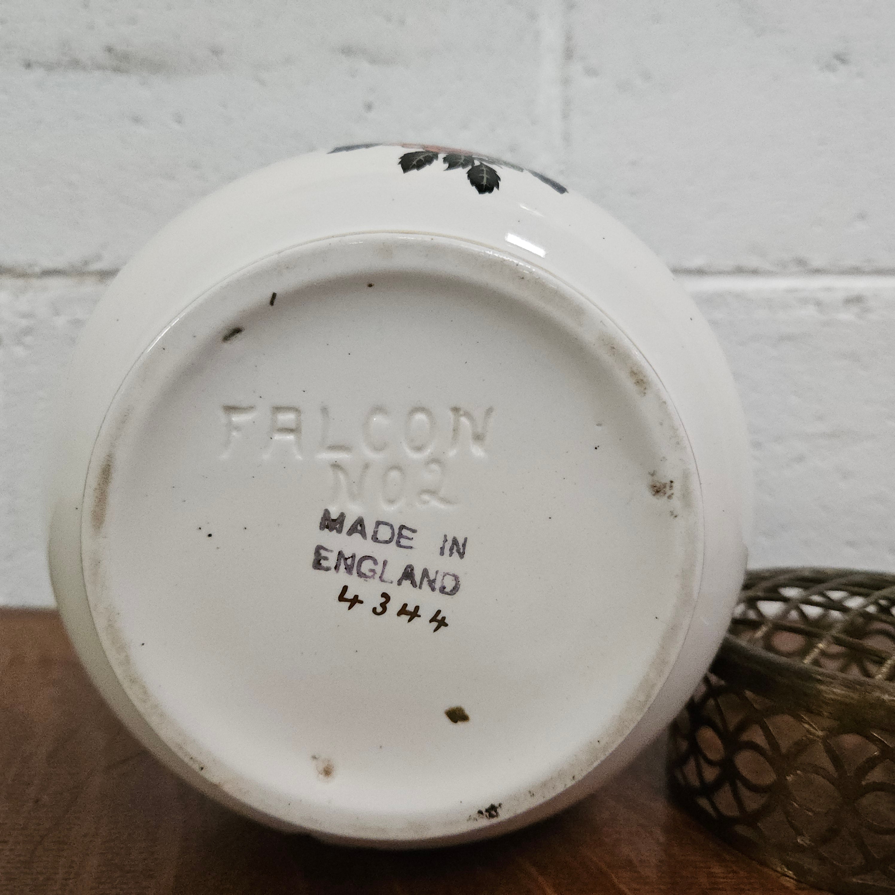 Falcon Ware Vase & Metal Floral Frog Top | Antique & Vintage | Moonee Ponds Antiques | Australia Wide Delivery