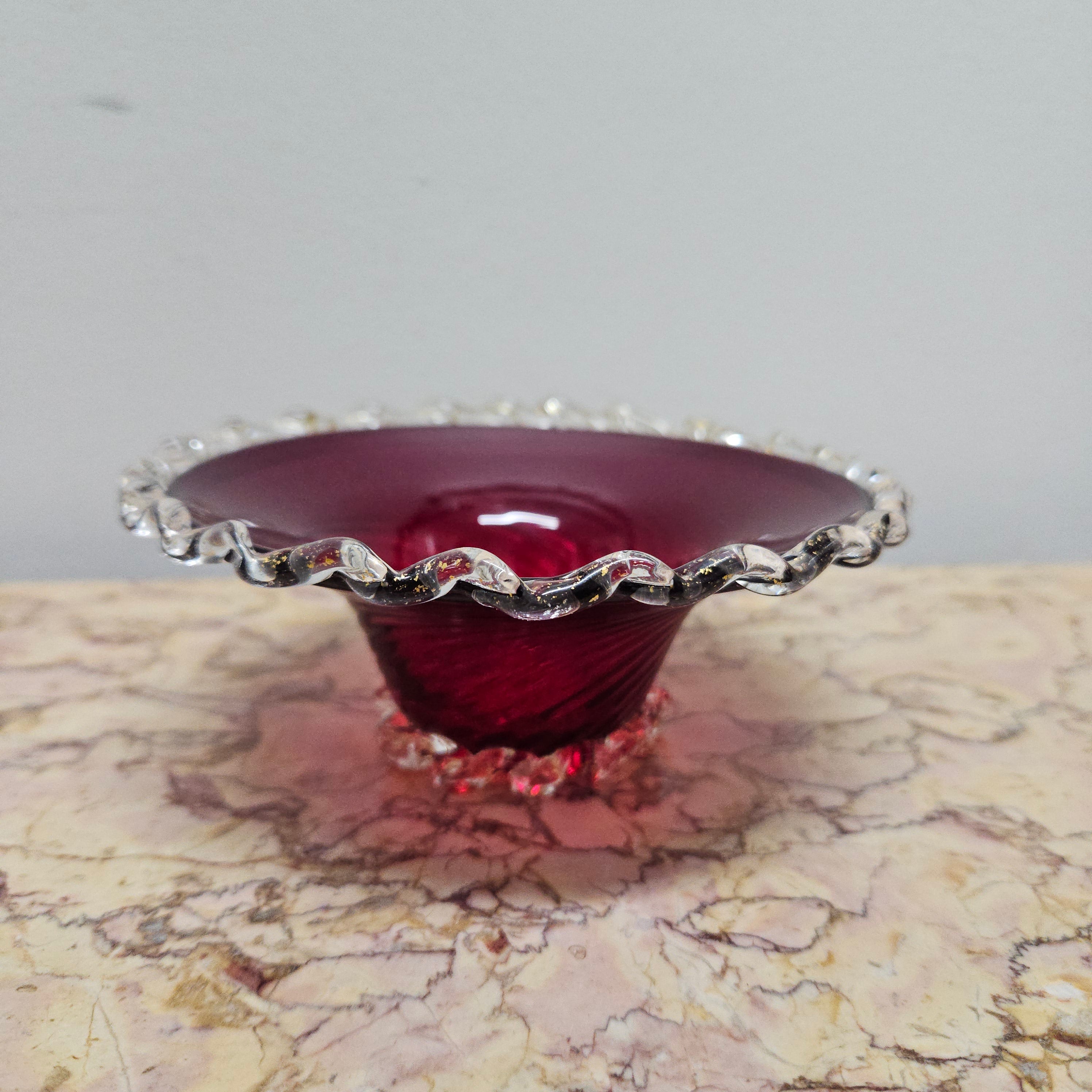 Venetian Ruby & Aventurine Glass Bowl | Antique & Vintage | Moonee Ponds Antiques | Australia Wide Delivery