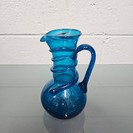 Vintage Hand Blown Bubbled Glass Jug
