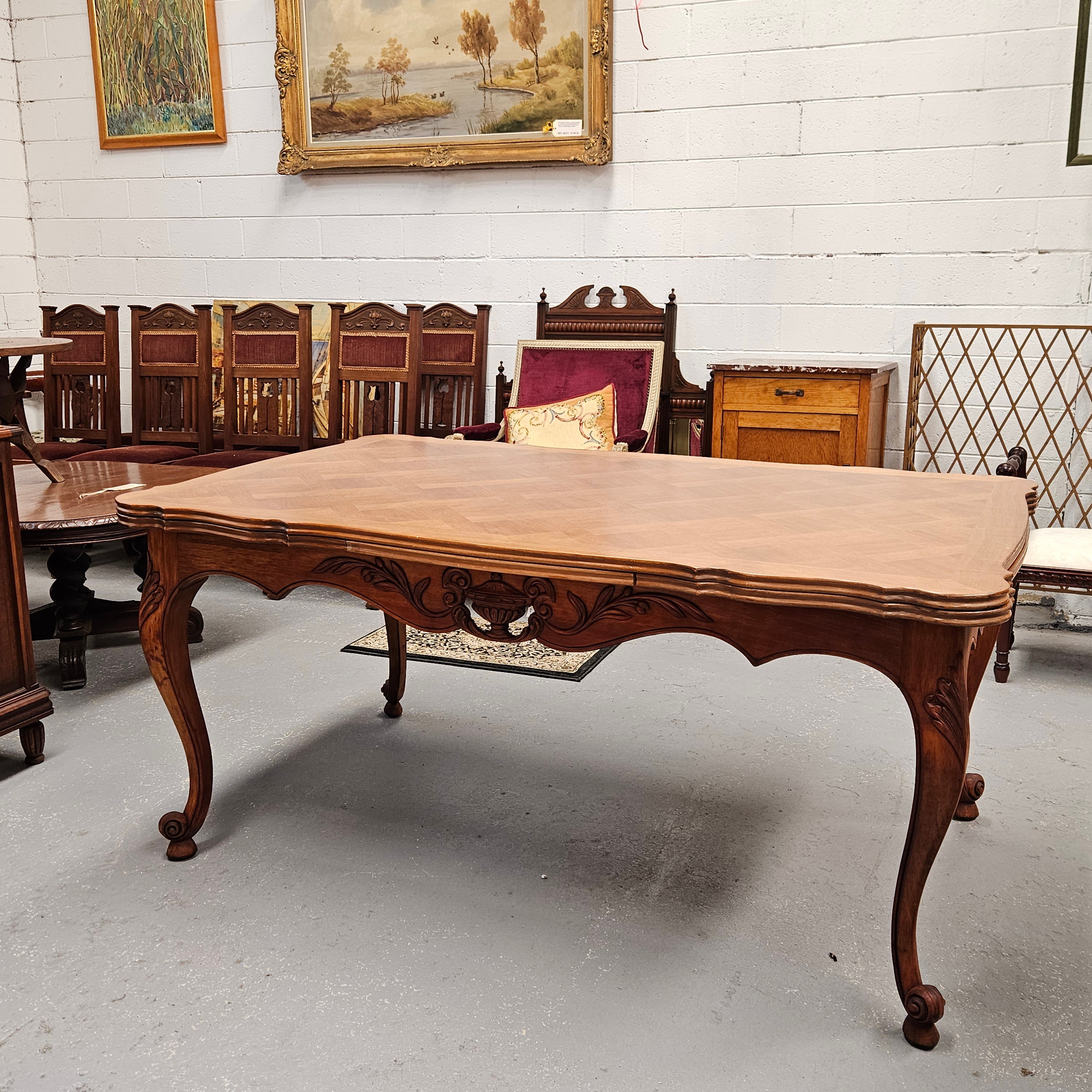 Louis XV Style Walnut Parquetry Top Extension Table | Antique & Vintage | Moonee Ponds Antiques | Australia Wide Delivery