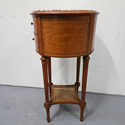 Louis XVI Style Round 2 Drawer Side Table With Fitted Marble Top And Lower Shelf | Antique & Vintage | Moonee Ponds Antiques | Australia Wide Delivery