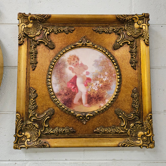 Vintage Framed Cupid Print