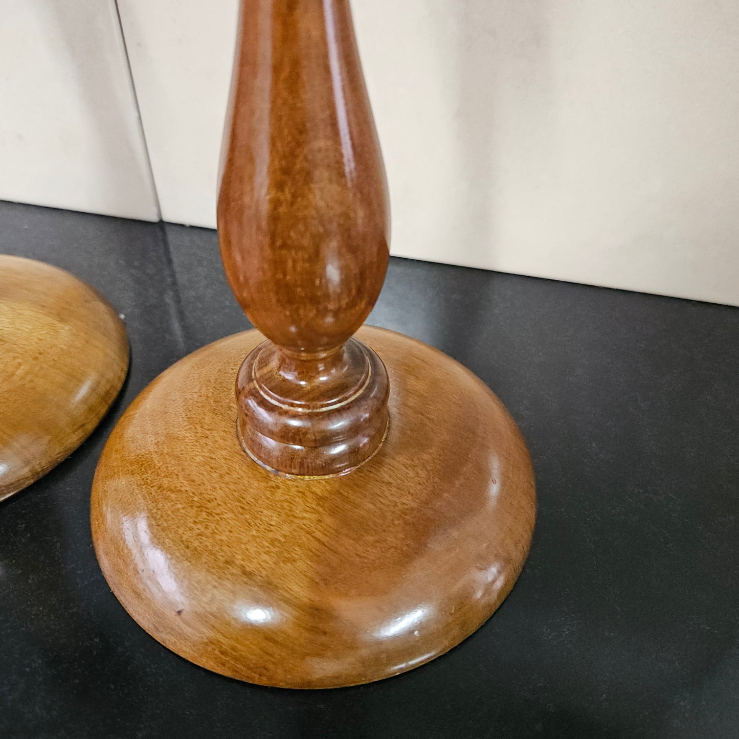 Pair Vintage Walnut Candlesticks