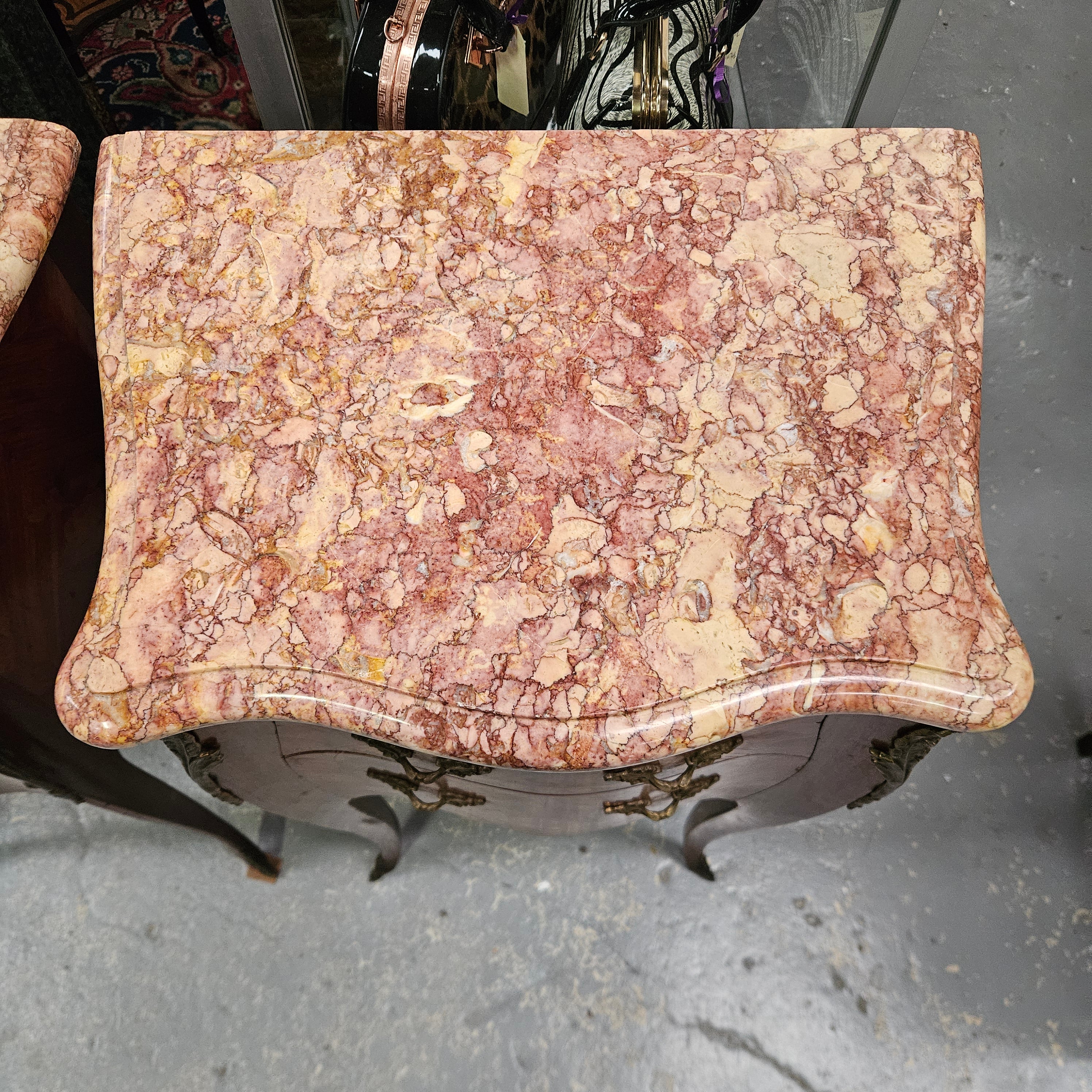 Louis XVth Style Marble Top Pair Bedsides | Antique & Vintage | Moonee Ponds Antiques | Australia Wide Delivery