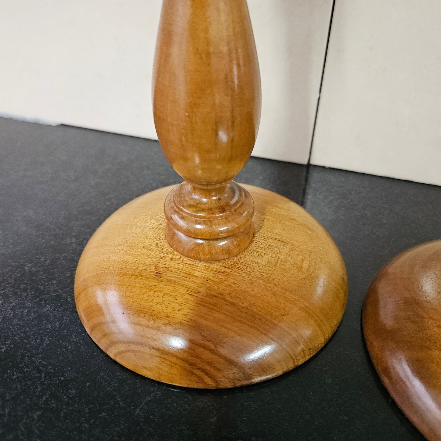 Pair Vintage Walnut Candlesticks