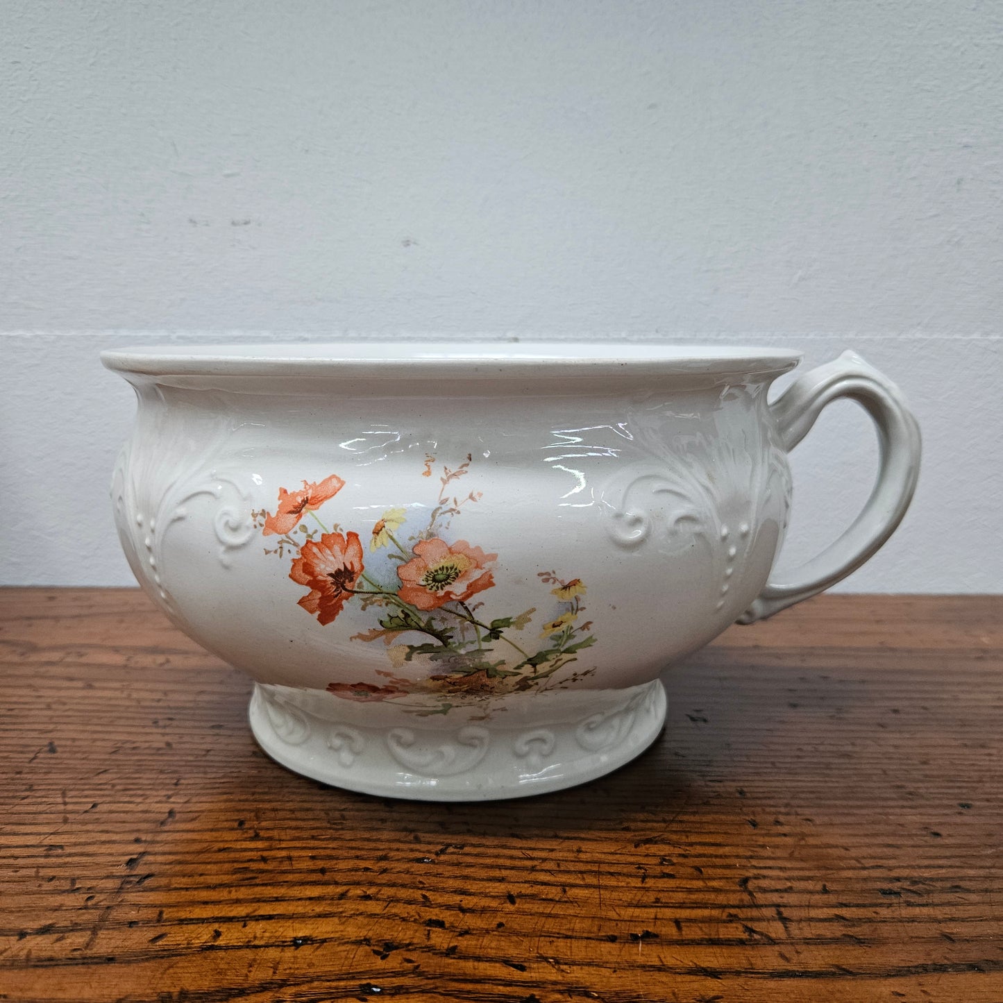 Antique Victorian White / Floral Chamber Pot