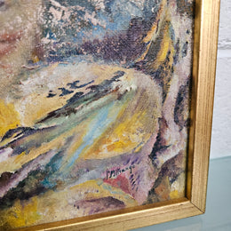 Vintage Framed Abstract Oil Painting Barcelona L'Altrange (LF Gall)