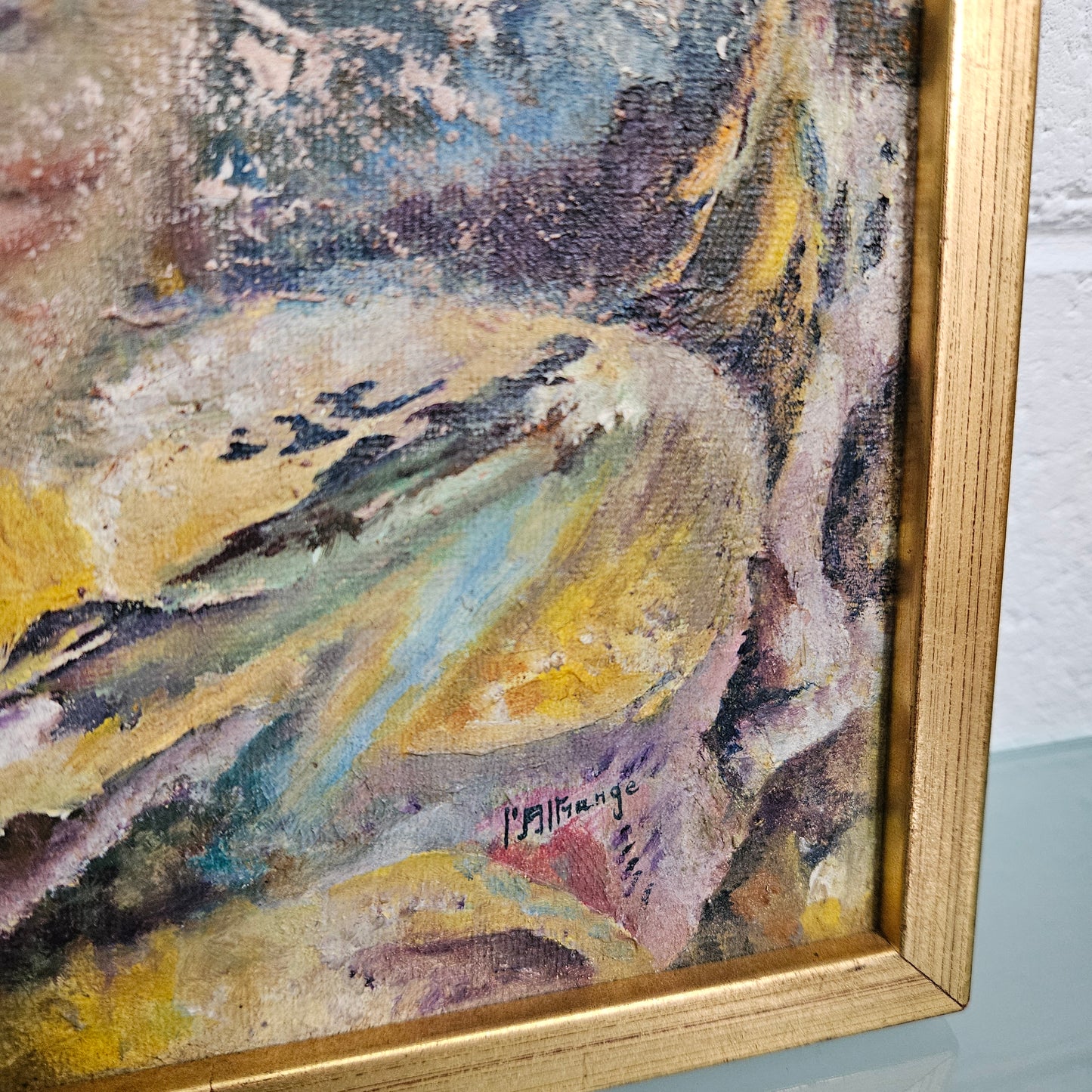 Vintage Framed Abstract Oil Painting Barcelona L'Altrange (LF Gall)
