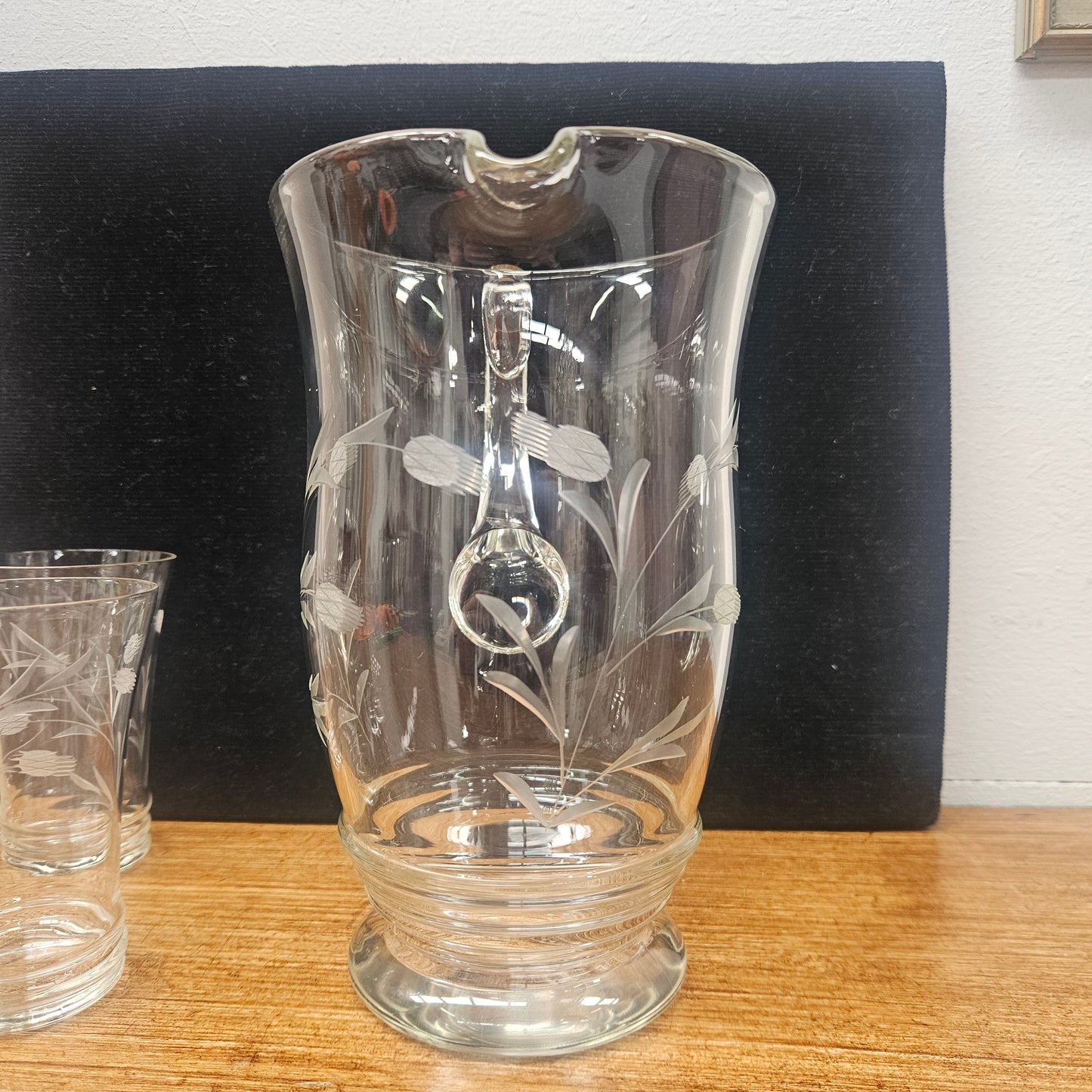 Vintage Etched Glass Drink Set