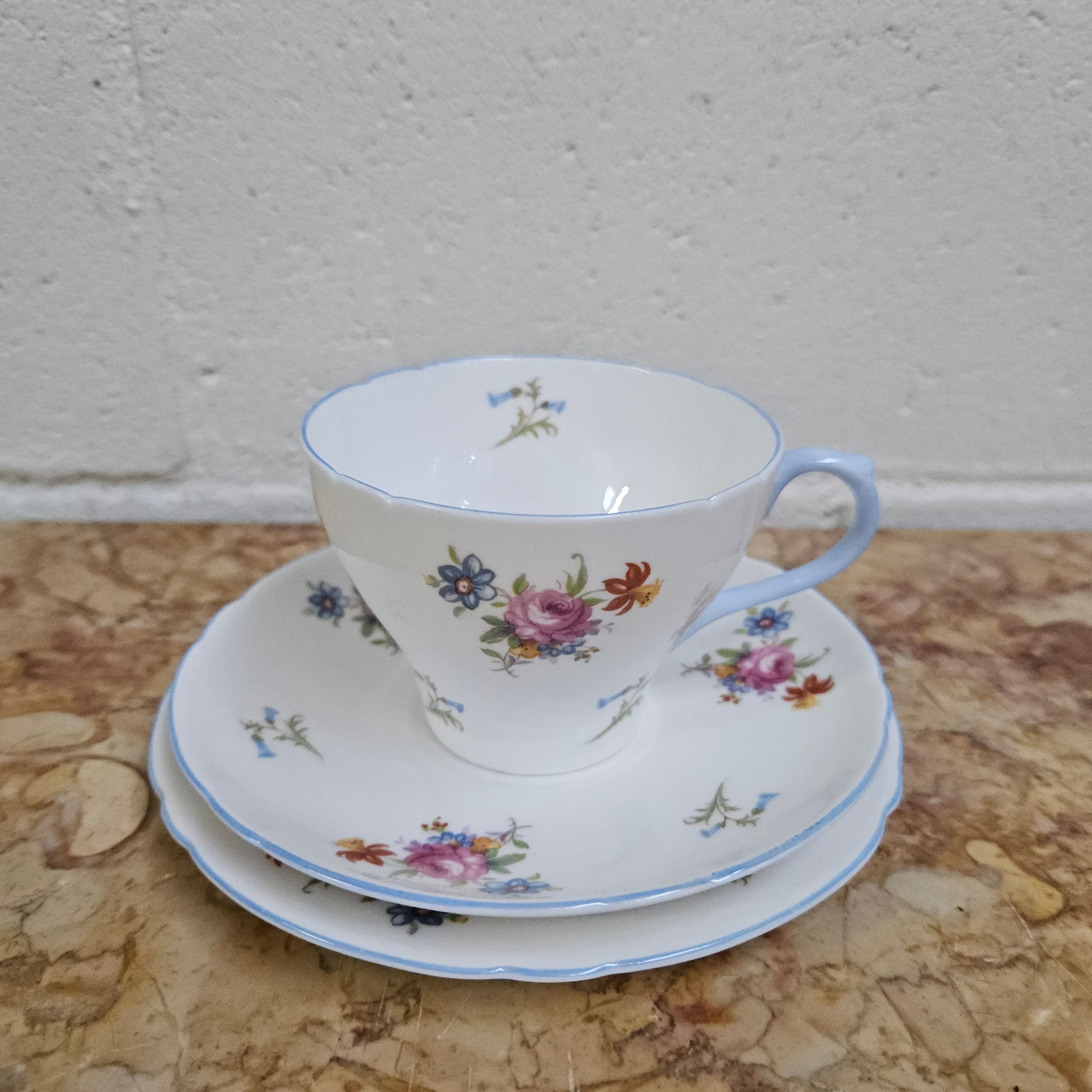 Shelley "Rose" Floral and Bluebell"Trio 2326 | Antique & Vintage | Moonee Ponds Antiques | Australia Wide Delivery