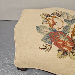 French Mahogany Louis XV Style Footstool With Floral Tapestry | Antique & Vintage | Moonee Ponds Antiques | Australia Wide Delivery