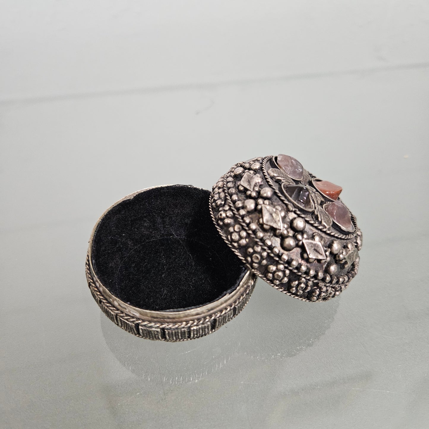 Vintage Tibetan Silver Trinket Box