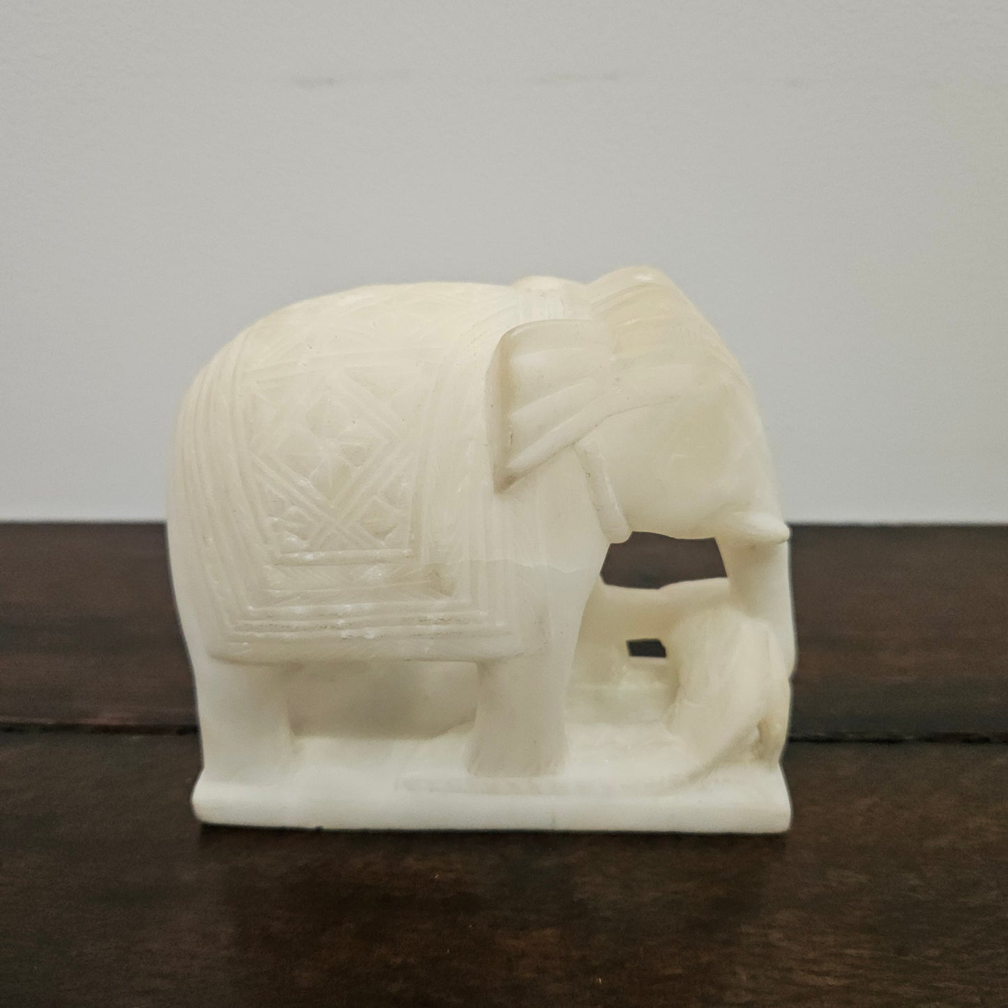 Vintage Hand Carved Indian Alabaster Elephant