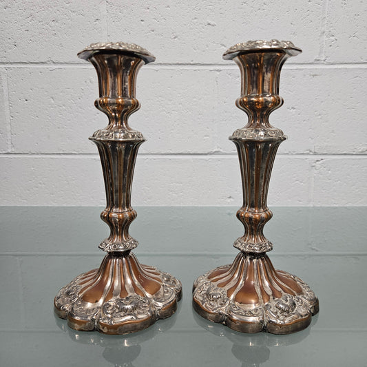 Pair of Sheffield Plate Candle Sticks